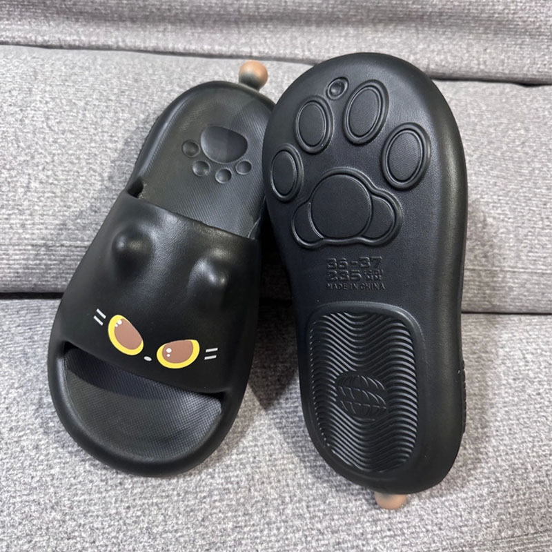 New Cute 3D Black Cat Paw Slid - Water Shoes recension och pris